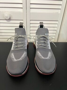 KARL LAGERFELD Men’s Grey Knit Lace-Up Sneakers